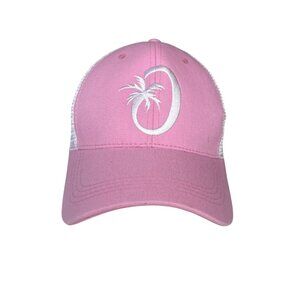 Chateau De Berne Trucker Hat Womens Pink White Embroidered Adjustable Snapback